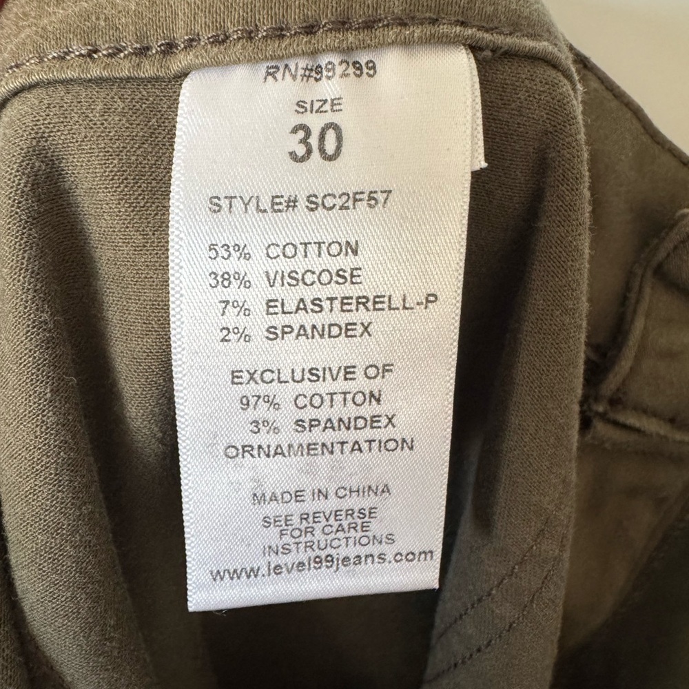 Level 99 Jolie Utility Jogger Pants in Olive Green 30 - Picture 8 of 9